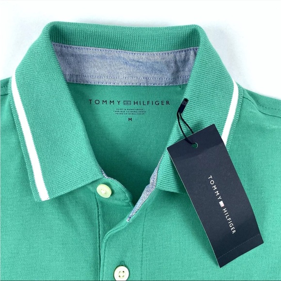 New Mens Tommy Hilfiger Short Sleeve Polo Shirt Sz M NWT Green - Picture 5 of 8